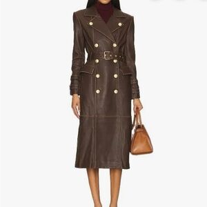 L’Agence brown leather trench coat